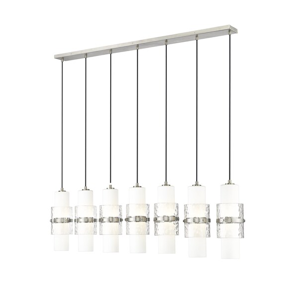Z-Lite Cayden Linear Chandelier, 7-Light, 4.75 In.W x 54 In.L x 16.75 In.H, Brushed Nickel/Clear 1946P-7L-BN - main